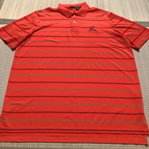 RLX Ralph Lauren Orange and Green Striped Polo Shirt